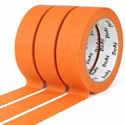 3 Pack Orange Painters Tape - Masking Tape 1 Inch Wide - Multi-Surface, Smart Adhesion, Indoor & Outdoor - 270FT Total - Paint Tape for DIY, Labeling, Art, Car, General Purpose (#3910)