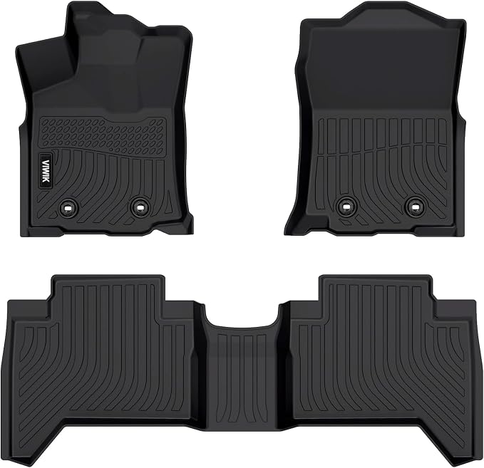 VIWIK Floor Mats for Toyota Tacoma 2018-2024 Double Cab Only Auto, TPE Rubber Car Mats All Weather Protection Custom Floor Liners for Toyota Tacoma Double Cab 1st and 2nd Row Non-Slip Odorless