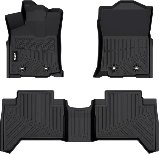 VIWIK Floor Mats for Toyota Tacoma 2018-2024 Double Cab Only Auto, TPE Rubber Car Mats All Weather Protection Custom Floor Liners for Toyota Tacoma Double Cab 1st and 2nd Row Non-Slip Odorless