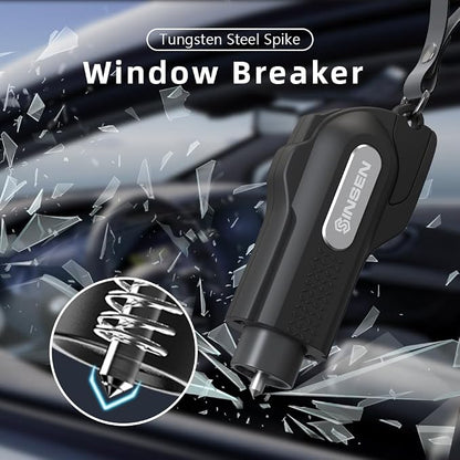 SINSEN Car Safety Hammer, 4 Pack Window Glass Breaker & Seatbelt Cutter, Emergency Keychain, Automotive Escape Kit and Survival Tool