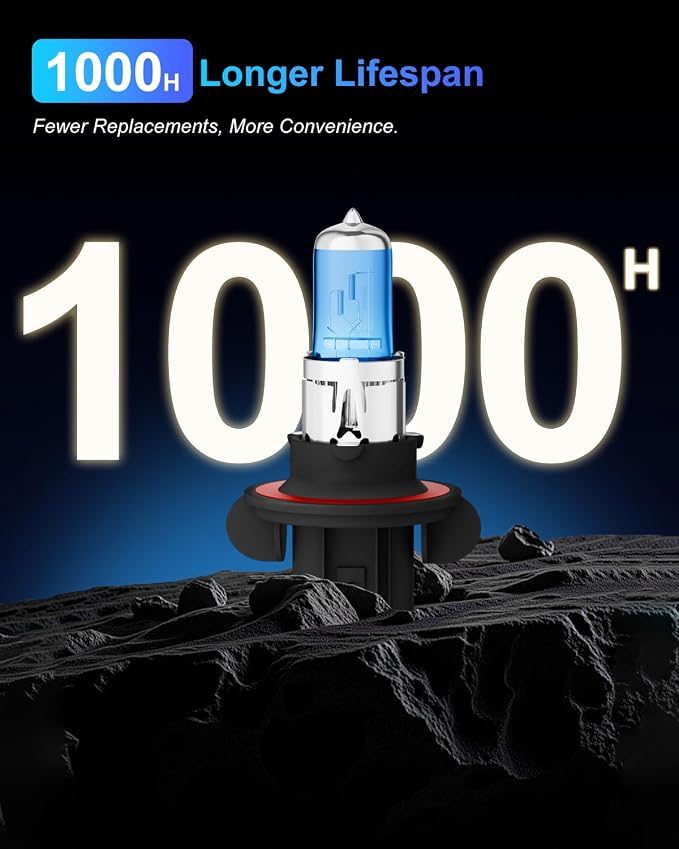 9008/H13 Halogen Headlight Bulbs, Standard High Beam or Low Beam or Fog Light Bulb, DC 12V 55W 5000K,4000 Lumens,Head Light Bulbs for Car,High Brightness Headlight Bulb, Pack of 2