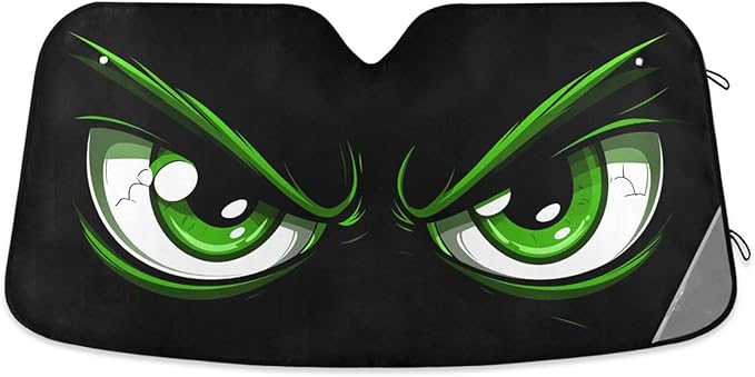 Evil Green Eyes Windshield Sun Shade for Car Auto SUV Truck Foldable Front Window Sunshade Sun Visor Protector Block UV Rays Reflect Heat, 55" x 28"