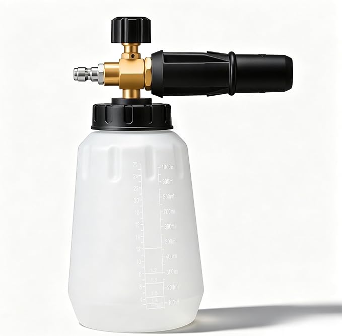 Lichamp Foam Cannon for Pressure Washer, 1000ml Wide Mouth Snow Foam Lance, 1/4 Inch Quick Connector, Adjustable Foam Thickness & Spray Width, Brass Head & Stainless Steel for Car, Driveway, Patio