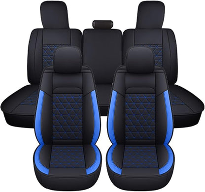Coverado Car Seat Covers Full Set, Leather RAM 1500 Seat Covers Protectors Compatible with 2002-2026 Dodge RAM 1500 2500 3500 Crew Double Mega Quad Cab with Flat Bench, Blue