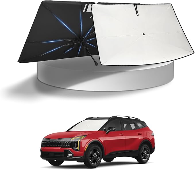 KUST Sun Shade Umbrella for 2011-2025 2026 Kia Sportage | Custom Fit Windshield Sunshade | Foldable Sunshade with Bendable Handle | Blocks Heat & UV Rays Keep Car Cool Sunshield
