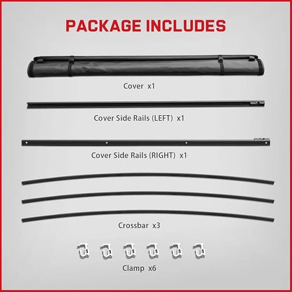 RHOBRA Soft Roll-Up Truck Bed Tonneau Cover Compatible with 2016-2023 Toyota Tacoma 5ft Bed (Excl. Trail Edition) | 26.5oz Heavy-Duty Vinyl | Weather Resistant Bed Cover for Pickup Truck | No-Drill