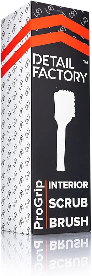 Detail Factory - ProGrip Interior Scrub Brush - Soft Bristles - Rubber Grip for Maximum Stability and Comfort - Curved Head Profile for Better Clearance - Grey