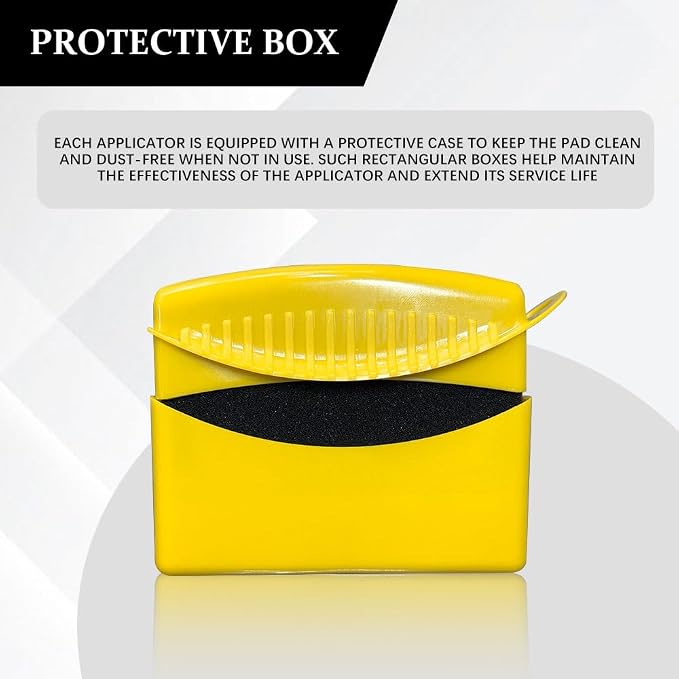 Tire Dressing Applicator, Tire Shine Applicator, Wheel Waxing Wipe Polishing Sponge with Lid, Car Accessories Reusable Wheel Detailing Foam Fit for Vehicle Waxing Polishing Cleaning (Yellow)