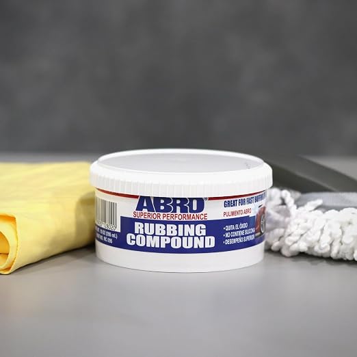 ABRO Rubbing Compound 10 oz, 2 Pack — Fast-Cut Car Scratch Remover & Buffing Compound for Oxidation, Scuffs, Swirl Marks, Dull Paint & Auto Detailing