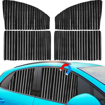 Ovege Car Window Shades 4pcs - Side Window Sun Shades, Silky UV Protection Privacy Baby Suction Magnetic (Black-Opaque, Front&Back 4pcs)