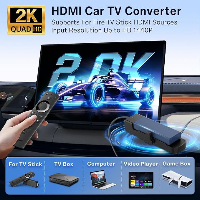 Carlinkit FireDrive Link Pro HDMI Car TV Converter for Fire TV Stick Streaming, Wireless Apple CarPlay & Android Auto Adapter, Compatible with Wired CarPlay Cars, 3 in 1 Dongle, Plug & Play