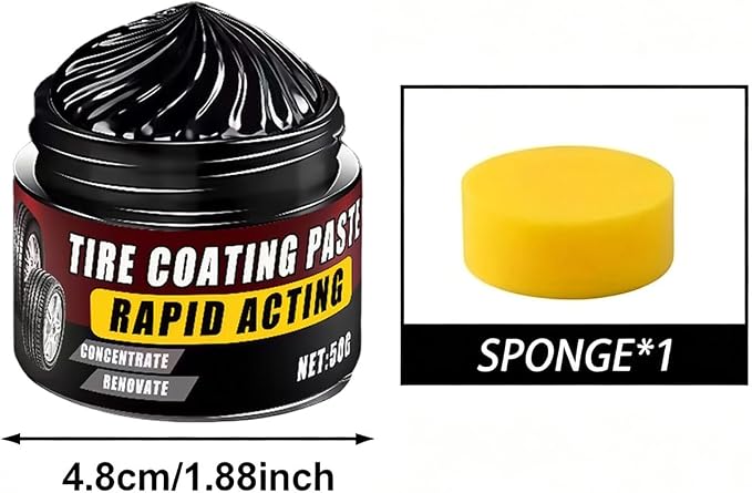 Premium Tire Coating Paste Rapid Acting, Tire Nourish Cream & Trim Restorer, Cera para NeumáTicos, Bring Back The Original Deep Black Shine to Rubber and Plastic (4Pc)
