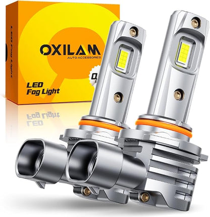 OXILAM 9006 LED Bulbs, 900% Brighter HB4 Fog Bulb, 6500K Cool White, Built-in Anti-Flicker, 60,000Hrs Long Lifespan, Fits Cars Trucks SUVs, Pack of 2