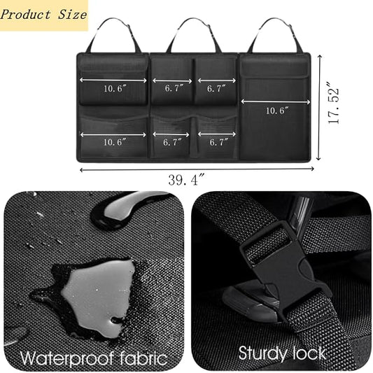 Car Trunk Organizer, Detachable Car Backseat Hanging Organizer with 7 Large Storage Pockets, Collapsible Back Seat Organizer Car Interior Accessories for SUV, Van, Jeep