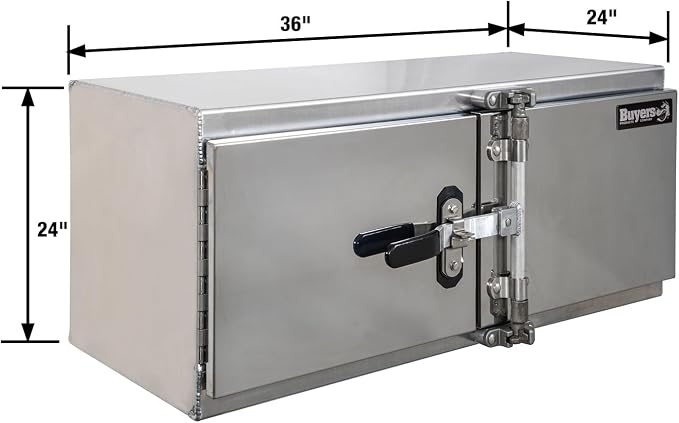 Buyers Products 1762639 Smooth Aluminum Underbody Truck Tool Box With Cam Lock Stainless Steel Double Barn Door, 24 x 24 x 36 Inch, Made In The USA