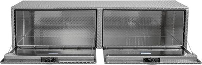 Buyers Products 1701565 Silver Aluminum Diamond Tread Topsider Truck Tool Box, 18x16x90 Inch, Made in USA, Professional Grade, Heavy Duty, Corrosion Resistant, Dual Drop Doors, Compression Latch