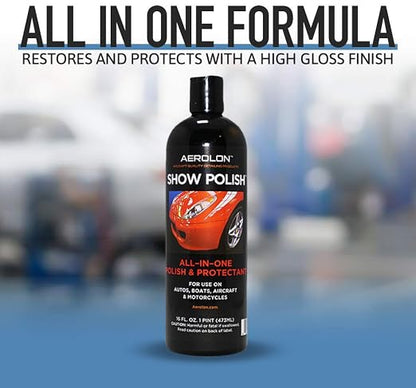 Show Polish: High Gloss Polish and Base Coat Sealer, Liquid Car Wax Shine with Polymer Paint Sealant Protection, Base Coat Sealant, All-in-One Polish and Protectant- 2 Pack Bundle
