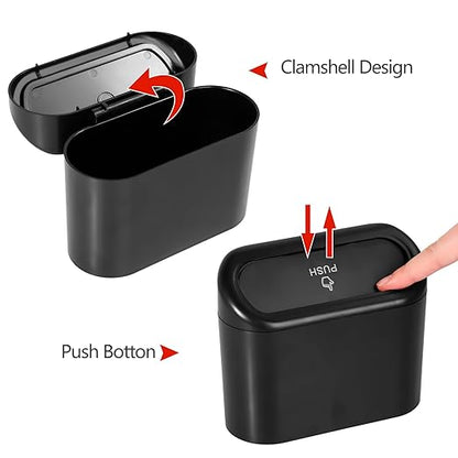 NBTEPEM Car Trash Can with Lid, Mini Auto Garbage Can with 30 Trash Bags, Leakproof Automotive Garbage Container Bin, Multipurpose Organizers and Storage for Car, Home, Office (Black)