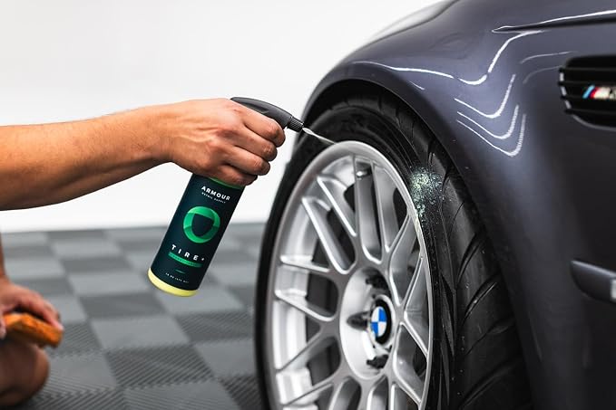 Armour Detail Supply Tire+ Wet Tire Shine, Water-Based Tire Shine Spray for Lasting Shine, All Tires, Non Greasy, Durable and Hydrophobic - 16oz Trigger Spray Bottle