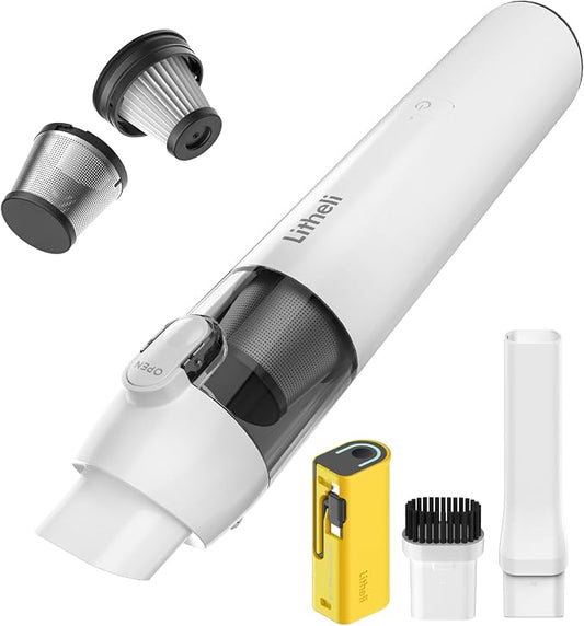 LiTHELi Handheld Vacuum Cleaner Cordless,10000Pa Suction Power with Rechargeable U Battery Ultra Lightweight Mini Car Vacuum,for Car, Home, Pet and Other Crevices, Yellow