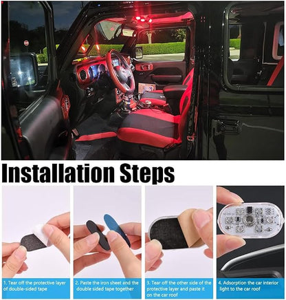 2PCS Wireless Car Interior LED Lights USB Rechargeable Car LED Touch Light with 6 Super Bright LED Lamp Beads Car Interior Ambient Light Universal Vehicle Accessories for Car Decor