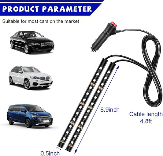 povtii Car LED Strip Light, 24 LED RGB Auto Under Dash Interior Atmosphere Lights, Cigarette Lighter Decorative Lamp Ambient Night Light, Universal Lighting Kit Car Accessories (White)