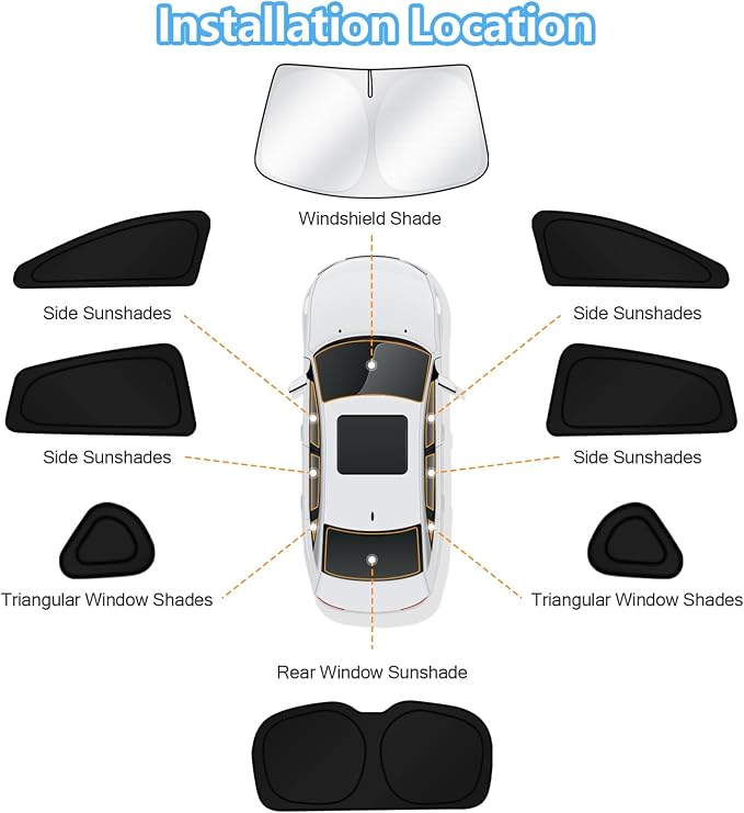 KUST Car Window Shades for 2018-2023 Crosstrek Accessories Windshield Sun Shade Side Rear Window Covers Sunshade Privacy Protection for Camping Blackout UV Block Full Set 8PCS