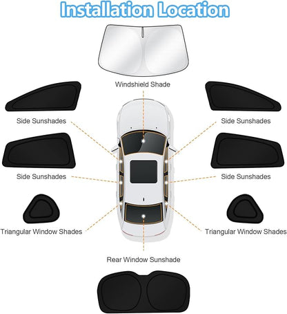 KUST Car Window Shades for 2018-2023 Crosstrek Accessories Windshield Sun Shade Side Rear Window Covers Sunshade Privacy Protection for Camping Blackout UV Block Full Set 8PCS