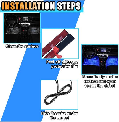 Universal Car LED Strip Light, Cigarette Lighter Auto Interior Decorative Lamp, 12V Under Dash Ambient Night Light, 24 LEDs RGB Neon Interior Atmosphere Lights for Car SUV (Blue, Cigar Lighter)