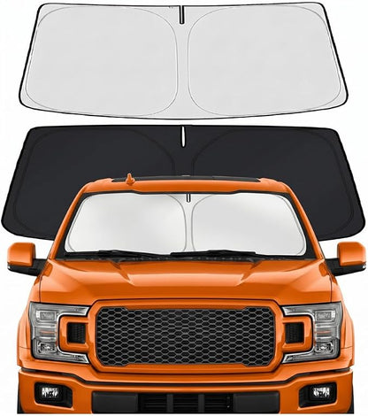 Custom Fit Windshield Sun Shade for ord F150 F-150 F250 F350 F450 2015-2020 | Custom Fit Windshield Cover, Blocks UV Rays, Double-Layer Heat Shield, Durable Frame, Easy Fold & Storage