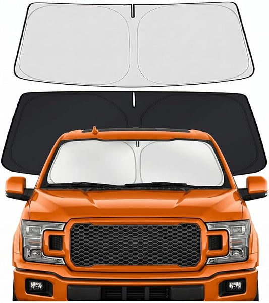 Custom Fit Windshield Sun Shade for ord F150 F-150 F250 F350 F450 2015-2020 | Custom Fit Windshield Cover, Blocks UV Rays, Double-Layer Heat Shield, Durable Frame, Easy Fold & Storage