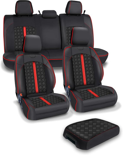 Carlimeki Leather Seat Covers Custom Fit for Tacoma Gen 3rd (2016-2023) Double & Crew Cab, for SR, SR5, Limited, TRD Pro, TRD Sport, TRD Off-Road, Trail Special Edition - Fully Covered