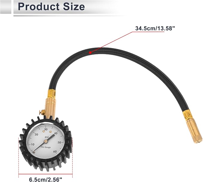1 Pcs Universal Tire Pressure Gauge 0-60 PSI 2.56Inch Digital Pressure Gauge with Gear Sleeve Tyre Air PSI Meter for Motorcycle SUV Truck