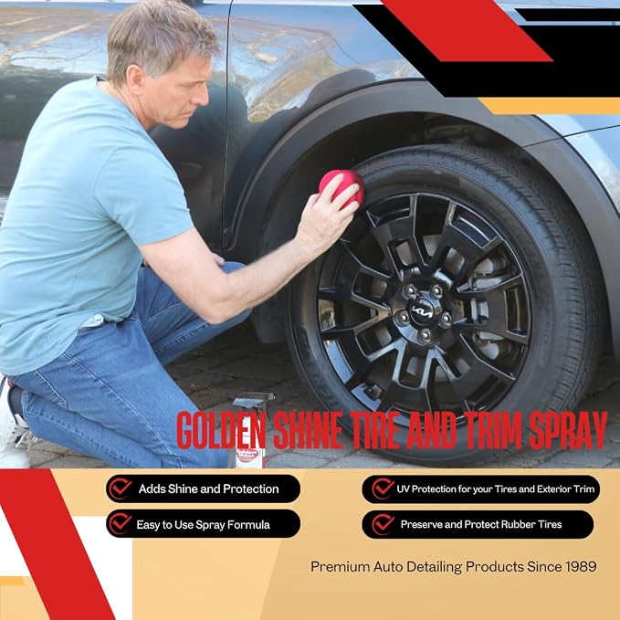GOLDEN SHINE Tire and Trim Spray Shine and UV Protection, 16 Ounce Bottle 17016