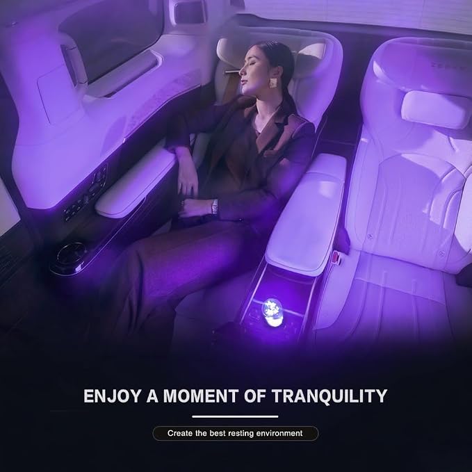 Mini USB Touch Control LED Ambient Light -4 Lighting Modes (Stable/dimmable SOS, Slow Flash, Breathing) Suitable for car interiors, Homes, Camping, and Party Decorations (Purple)
