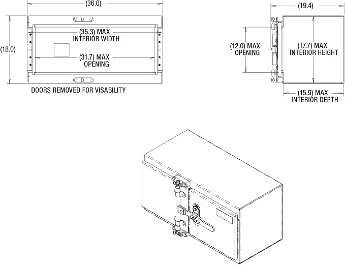 Buyers Products 1762600, 18x18x36 Smooth Aluminum Underbody Truck Tool Box with Double Barn Door, Cam‑Lock Hardware, Rain Gutter Seal, Universal Mount Storage for Flatbed and Trailer Use