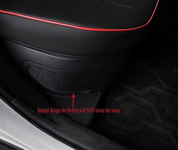 EKR Corolla Seat Covers Custom Fit for Toyota Corolla 2020 2021 2022 2023 2024 2025 2026 SE &2023-2025 XSE &2025 FX,Leather Car Seat Covers Full Set-Faux Leather(Black with Red Trim)