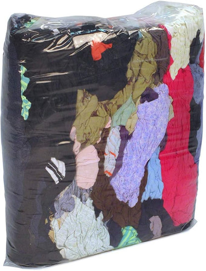 Buffalo Industries (10084PB) Recycled Multicolored T-Shirt Cloth Rags, 25 lb. bag, All-Purpose Rag for Cleaning, Paint Spills and Cleanup, Staining, Polishing, Dusting, Made from Recycled Materials