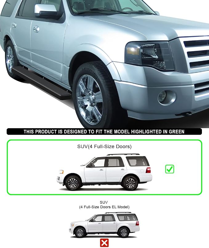 APS Running Boards 6 inches Matte Black Compatible with Ford Expedition 2003-2017 (Exclude EL Model) (Not Fit Funkmaster Flex Edition) Stainless Steel (Nerf Bars Side Steps Side Bars)