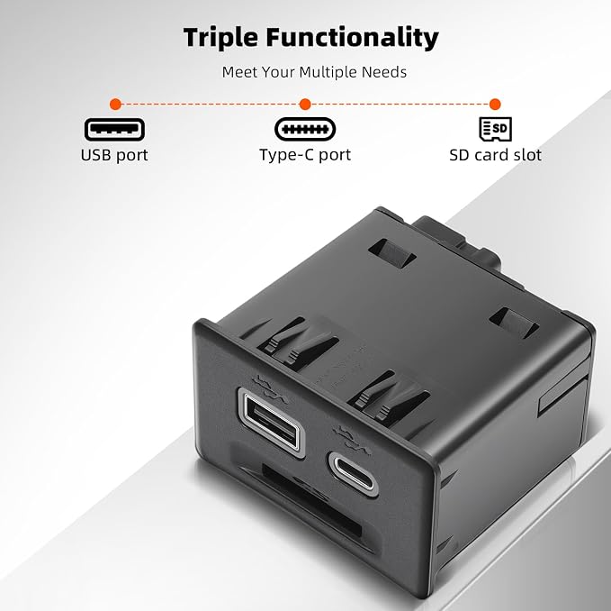 Console USB Port Replacement 13525431 Compatible with Chevy Silverado 1500 2019/Blazer 2019,3-Port USB Adapter Upgrade for GMC Sierra 1500 2019/ Acadia 2020,Replace 13529869
