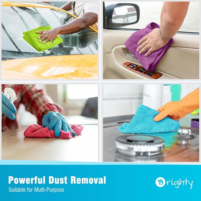 Orighty Microfiber Cleaning Cloth 6 Pack, Microfiber Towels for Cars, Highly Absorbent Car Cleaning Supplies, Lint Free Cloths Clean Rags for Car Care, House, Kitchen, 12x12 inch,Multicolor