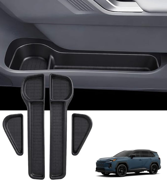 4PCS Door Side Organizer Storage Tray for Toyota RAV4 Interior Accessories, Front & Rear Door Storage Insert Tray for 2026 RAV 4, Black