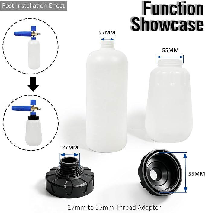 ESP Foam Cannon Adapter Converter 1 inch to 2.16inch, Leak-Proof Threaded Universal Connector, Anti-Slip for Most Foam Bottles & Nozzles