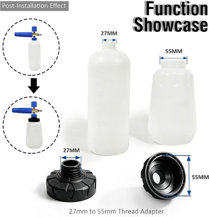 ESP Foam Cannon Adapter Converter 1 inch to 2.16inch, Leak-Proof Threaded Universal Connector, Anti-Slip for Most Foam Bottles & Nozzles