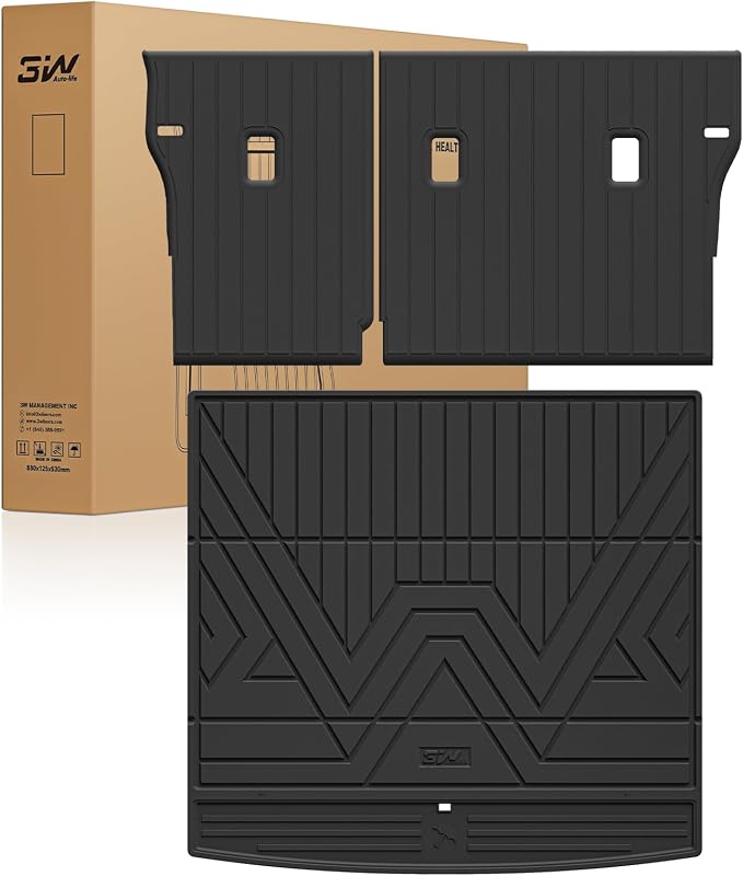 3W Cargo Liner & Seatback Mats for Volkswagen Tiguan 2025 2026, All-Weather Protection TPE Car Mats 2 Rows for VW Tiguan Accessories, Black