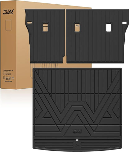 3W Cargo Liner & Seatback Mats for Volkswagen Tiguan 2025 2026, All-Weather Protection TPE Car Mats 2 Rows for VW Tiguan Accessories, Black