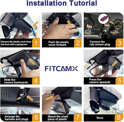 Fitcamx Front 4K+Rear 1080P Dash Cam Adapts for Hyundai Santa Fe 2024-2026 (Part No#P6000), OEM Factory Look, 2 Way HD Video, Built-in WiFi & APP, Loop Recording, G-Sensor, Easy to Set, 128GB Card