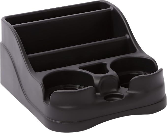 Moblorg Small Center Console for Cars, Trucks, Minivans, SUVs, Vehicle Organizer, Cup Holders, Recycled Plastic, Made in USA (Black)