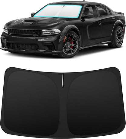INSAUTO Custom Fit Windshield Sun Shade Accessories for Dodge Charger 2011-2023, Foldable Front Window Sunshade, UV & Heat Reflector, Keeps Interior Cool, Includes Storage Bag