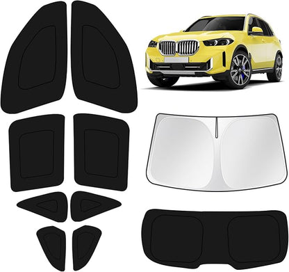 KUST Car Window Shades for BMW X5 2013-2016 2017 2018 Windshield Sun Shade Side Window Cover UV Block Privacy Protection Accessories for Camping Blackout Rear Back Full Set 10PCS